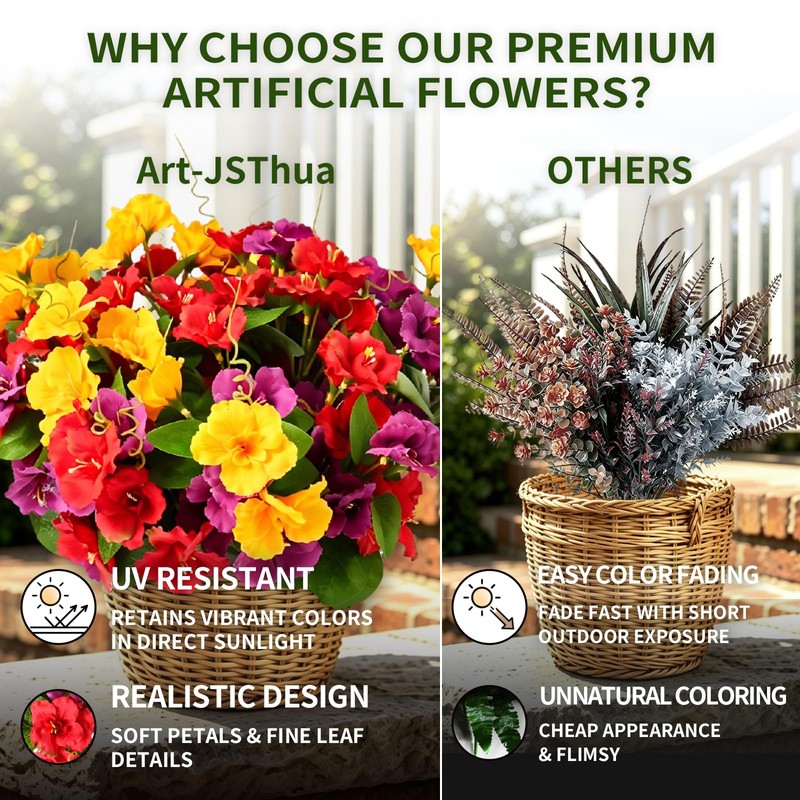 6 Bundles UV Resistant Artificial Geraniums Indoor Outdoor Decor