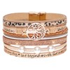 Rumnoke Leopard Leather Wrap Bracelets for Women Multilayer Cuff Bangle