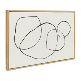 Kate and Laurel Sylvie Going in Circles; Grow; and Minimalist Woman Framed Linen Textured Canvas Wall Art Set by Teju Reval of SnazzyHues; Set of 3; Natural Finish; Beautiful Abstract Art for Wall