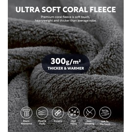 DAVID ARCHY Men's Soft Plush Coral Fleece Robe Full Length Hooded Long Bathrobe for Men with Hood (XL, Dark Gray)