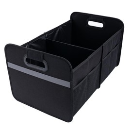 Trunk Organizer for car,Collapsible Cargo storage, Black 55L,for SUV Car Truck,600D Waterproof Oxford Polyester,2 Compartments With Handle,Car seat storage box