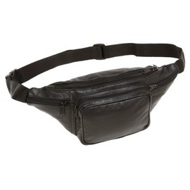 Belt bag Waist bag Bum Bag Travel pouch pack adjustable belt LEAS, Genuine Leather, black - ''LEAS Travel-Line''