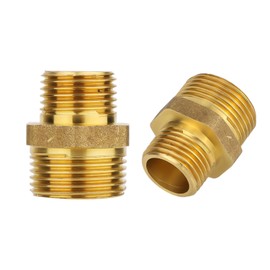 Gosknor 2pcs Brass Hex Nipples, 3/4" NPT Male x 1/2" NPT Male Pipe Fitting Adapter High Pressure Pipe Connector for Gas, Oil, Water Pipes