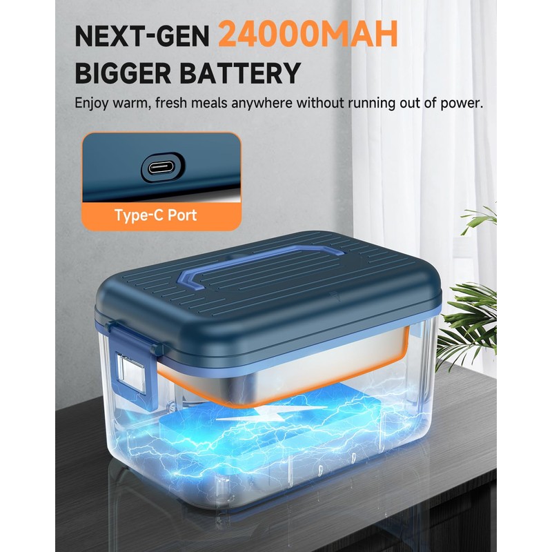 𝟐𝟎𝟐𝟔 𝐔𝐩𝐠𝐫𝐚𝐝𝐞𝐝 Cordless Electric Lunch Box, 6 Cups & 24000mAh