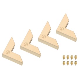 sourcing map 4 Pcs Purse Corner, Corner Protector Decorative Buckle Handbags Leather Clip Edges Handbag Hollow Corner for DIY Craft, Brass