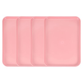 uxcell 4Pcs Plastic Serving Trays, 12.2 x 8.7 Inch Rectangle Food Trays Serving Cafeteria for Kitchen Restaurant Coffee Fruit Burger Lunch Dessert, Pink