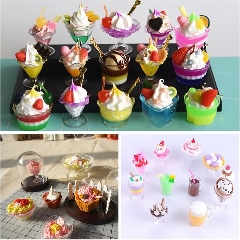 OLYCRAFT 24PCS Mini Cups Keychain Kit Epoxy Resin Casting Kit