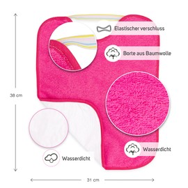 Ti TIN Pack of 4 Waterproof Baby Bibs with Rubber Closure, 90% Cotton, 10% Polyester with Vinyl Lining, Pack of 4 Bibs for Babies from 1 Year, 4 Intensive