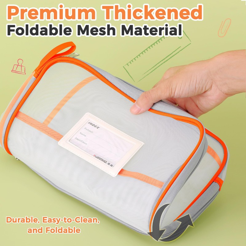 Mesh Document Bag Nylon File Zip Bag Travel A4 Student