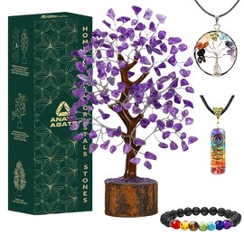 Amethyst Crystal Trees for Home Decor, Office Desk Decoration, Chakra Healing Crystals and Stone for Positive Energy, Money, Good Luck, Tree of Life Spiritual Birthday Gifts for Women and Mom