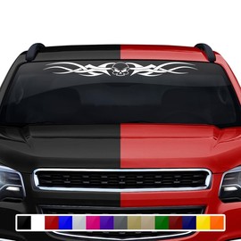 Sticky Creations Skull Decal Sticker Windshield Rear Back Window Banner Vinyl Graphic Tribal Flame Car Truck SUV Vehicle 36"x4.25"+ (Design #110-01)