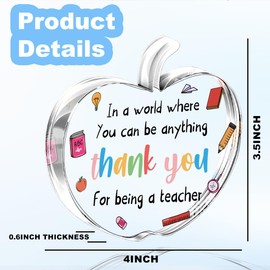 Thank You Gifts for Teacher End of the Year Gift Teachers Day Graduation Gift for Women Teacher Birthday Appreciation Gifts Funny Teacher Office Decor Acrylic 4 ×3.5 inches