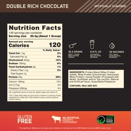 Optimum Nutrition Gold Standard 100% Whey Protein Powder, Double Rich Chocolate 10 Pound (Packaging May Vary)