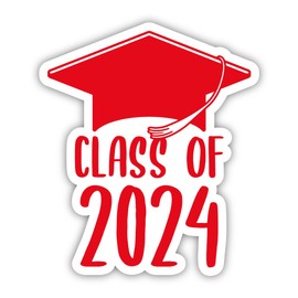 Class of 2024 Graduation Vinyl Decal Sticker Red 2-Inch