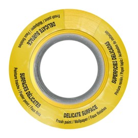 FrogTape FrogTape Delicate Surface Painters Tape with PAINTBLOCK, 1.5 Inch Wide (1.41 In. x 60 Yds), Low Adhesion, Ideal for Freshly Painted Walls, Trim & Surfaces, Yellow, 4 Rolls (240662)