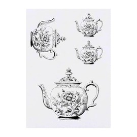 4 x 'Vintage Floral Teapot' Temporary Tattoos - Water Resistant, Skin-Safe, Non-Toxic Transfers, Mixed Sizes (TO00081140)