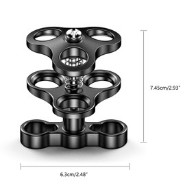 Sea frogs 2PCS Triple Ball Clamp Diving Camera Bracket Aluminum Spring Flashlight Clamp for Diving Underwater Photography System CP-4