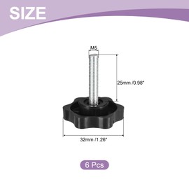 uxcell 6Pcs M5 x 25mm Star Knobs, Plastic Hex Shaped Clamping Knob Screw Hand Tightening Replacement Knob for Umbrella Base Replacement knob