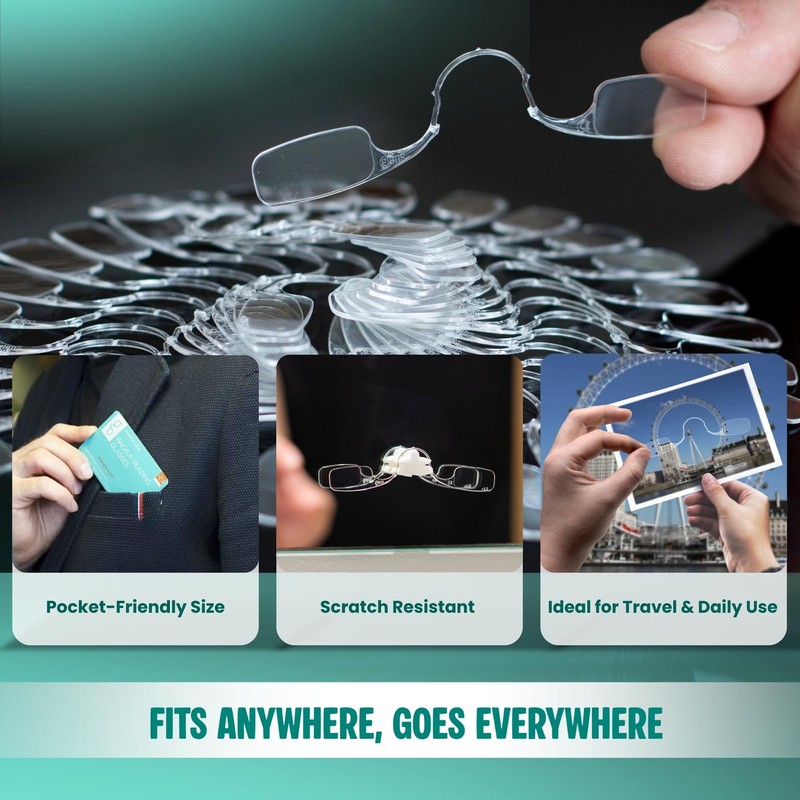 glens Unisex Armless Reading Glasses - 3 Readers in +2.5