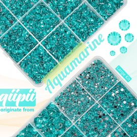 qiipii Aquamarine Resin Rhinestones w B7000 Jewelry Glue for Bedazzling Crafting 2mm 3mm 4mm 5mm 6mm Lake Blue Flatback Stones Diamonds Crystals Gems for Nails Face Makeup Tumbler Crafts Clothes Shoes