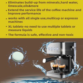 Tisnxiy Coffee Maker Cleaner & Descaler Tablets - 24 Count - Compatible with Deep Cleaning and Descaling for All Coffee Makers - XL Tablets-Removes Limescale-Deep Cleans