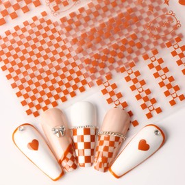 Colored Squares Nail Art Adhesive Sticker 3D Self-Adhesive Nail Decals Art Design Holographic Stars Heart Nail Art Sticker Decoration for Women Manicure Tips Acrylic Nails DIY Nails Art Supplies