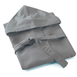 Bee Unisex Soft Microfiber Hooded Bathrobe with Pocket, gray