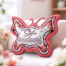 Flpoxzd Sister Birthday Gifts,Sister Gifts, Gifts for Sister, Big Sister Gift, Birthday Gifts for Sister, Sisters Gifts from Sister, Pink Butterfly Throw Pillows, 13.78"x10.6"