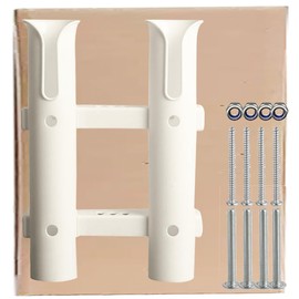 Fishing Rod Holders with Screws Plastic Tube Pole Holders Bracket for Boat Kayak Garage Cooler Trailer Portable (White-2 Pole)