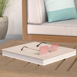 LASPOR Retro Rimless Rectangle Sunglasses for Women Men Tinted Lens Gold Metal Frameless Vintage Square Glasses, Pink/Silver, One Size