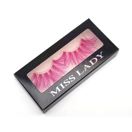 MISSLADY 25mm Colored Lashes 3D Real Mink Pink Eyelashes Pink Lashes Strips (M3D-431, 25mm, 1 Pair)