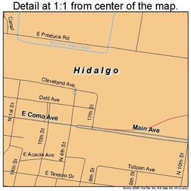 Large Street & Road Map of Hidalgo, Texas TX - Printed poster size wall atlas of your home town