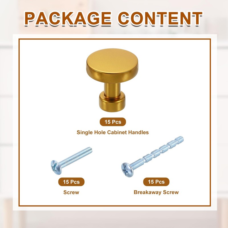 sourcing map 15Pcs Round Cabinet Knobs, 1.2" Dia x 1.18"