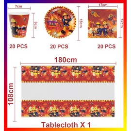 Doyomtoy Party Tableware Accessories Theme Party Birthday Decoration Plates Cups Napkins + Table Cloths Suitable for up to 20 Children