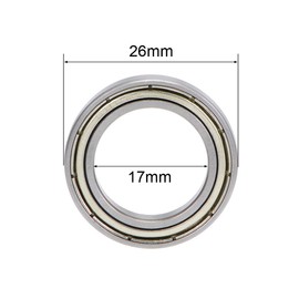 sourcing map Pack of 2 Grooved Ball Bearings 6803ZZ Z2 Double Shielded Carbon Steel 17 mm x 26 mm x 5 mm