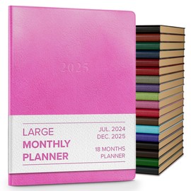 Gallery Leather Large Monthly Planner 2024-2025, Elegantly Bound Calendar Planner and Notebook with Stylish Gold-Gilded Page Edges, 18 Months - Acadia Hope - 9.75 x 7.5 "