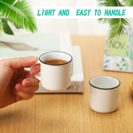 Uiifan 12 Pcs Ceramic White Coffee Mugs Bulk Mini Tea Cups for Home Travel Small Portable Camping Mugs Vintage Espresso Mugs with Handle DIY Cups for Tea, Coffee, Juice, Hot Chocolate(2.36 oz)