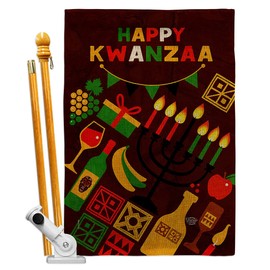 Ornament Collection Kwanzaa Mazao Burlap House Flag Set Black History Kinara Candles Celebrates African Americans Heritage Decoration Banner Small Garden Yard Gift Double-Sided, Made in USA