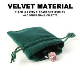 Tomedeks 20 Pieces Jewellery Pouch, Velvet Bag, Drawstring Bag, Banquet Gift, Jewellery Bag, 7 x 9 cm (Green), Green, Modern