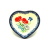 Polish Pottery Tea Bag Holder - Heart - Red Poppy Garden