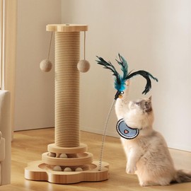 CZBNYX Cat Scratching Post 20'' Tall Cat Scratching Post for Indoor Cats Adults with Hanging Ball and Interactive Wooden Ball Sisal Rope Cats Scratch Post