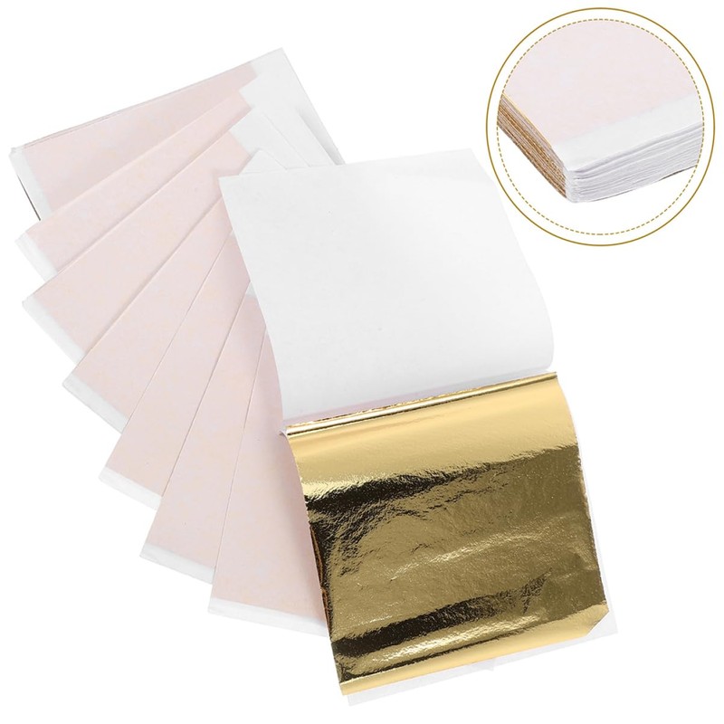 TEHAUX 200pcs Gold Foil Sheets for Crafts and Art Projects