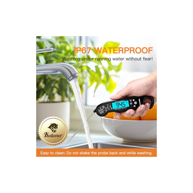 KULUNER Digital Meat Thermometer - Fast Waterproof Cooking Tool
