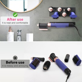 MyLifeUNIT Storage Holder for Dyson Airwrap Curling Iron New Complete, Metal Wall Mount for Dyson Air Wrap Accessories Organizer with Non-Slip Silicone Pad for Bathroom Bedroom Hair Salon Barbershop