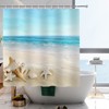 YISURE Shower Curtain Maritime Sea Beach Ocean Wave Starfish Shells