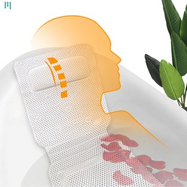 SOONHUA Body Bath Pillow, Bath Cushion Mat with 30 Suction Cups for Tub Backrest, 50x14 inch Bathtub Cushion for Women Bathtub Headrest Neck Shoulder Support