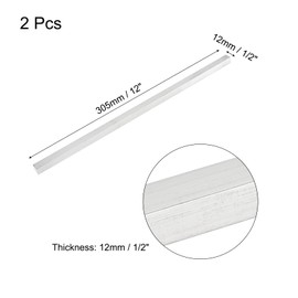 sourcing map 2 Pcs Square Aluminum Flat Bar, 1/2" (12mm) Thick x 1/2" (12mm) Width x 12" (305mm) Long 6061 Aluminum Flat Plate Solid New Mill Stock Silver for Industrial Building
