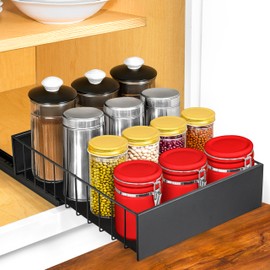 LYNK PROFESSIONAL® Pull Out Cabinet Organizer, 10" x 14" Single Tier Slide Out Drawers for Kitchen Cabinets - Sliding Pull-Out Pantry Shelves – Home Shelf Organizers - Lifetime Ltd. Warranty, Black