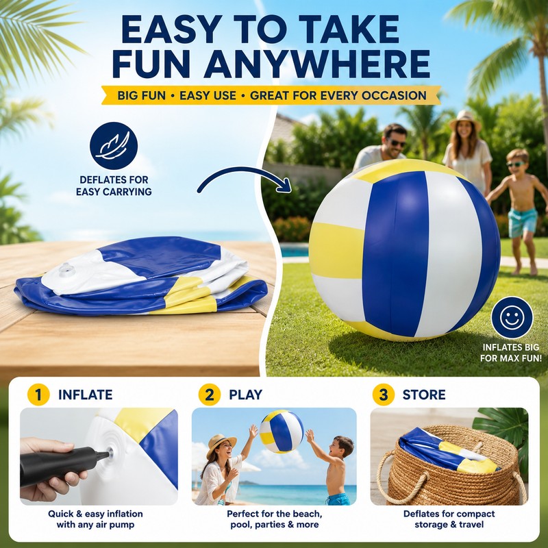 Giant Inflatable Beach Ball for Outdoor Games – PVC Volleyball-Style
