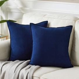 Fancy Homi Navy Blue 26x26 Pillow Covers Set of 2, Euro Pillow Sham 26x26, Super Soft Faux Suede Square Solid Big Navy Throw Pillow Covers for Couch Bedroom 66x66 cm